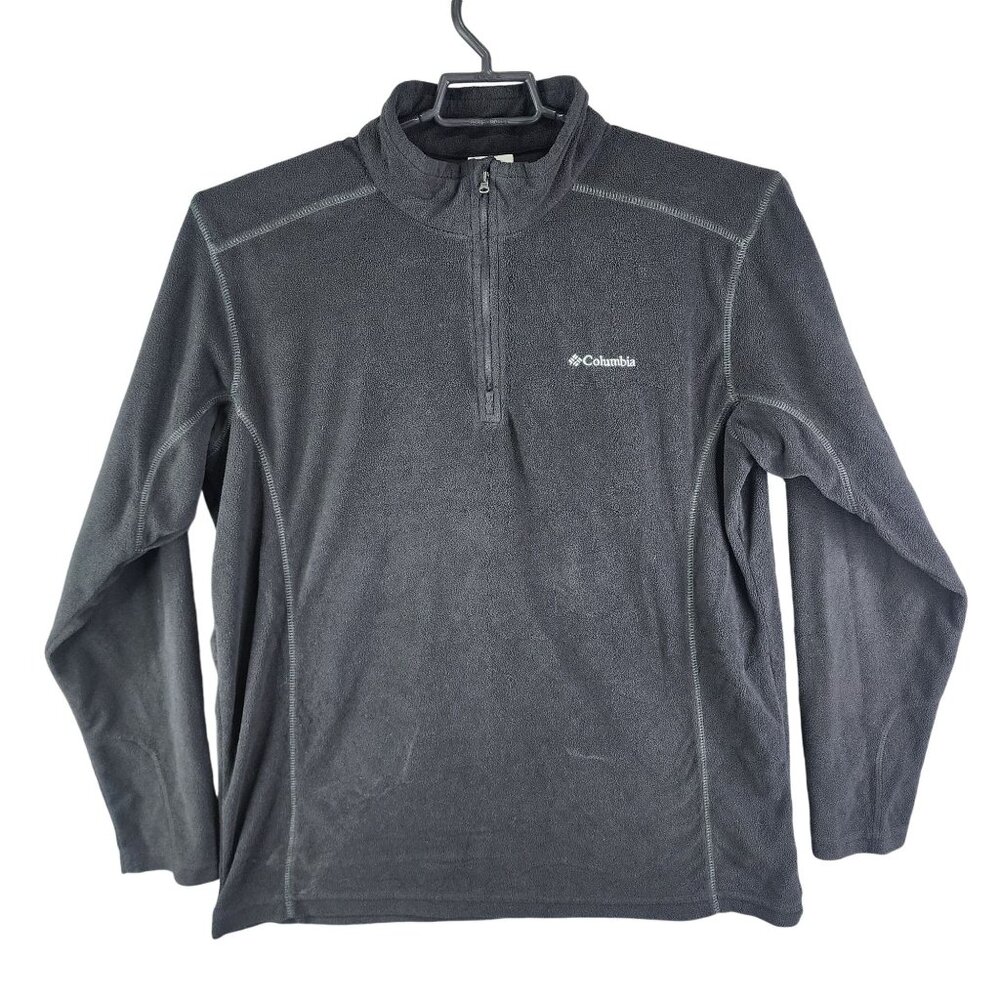Mens Black Columbia Fleece Pullover Sweatshirt Long Sleeve 1/2 Zip Size XL